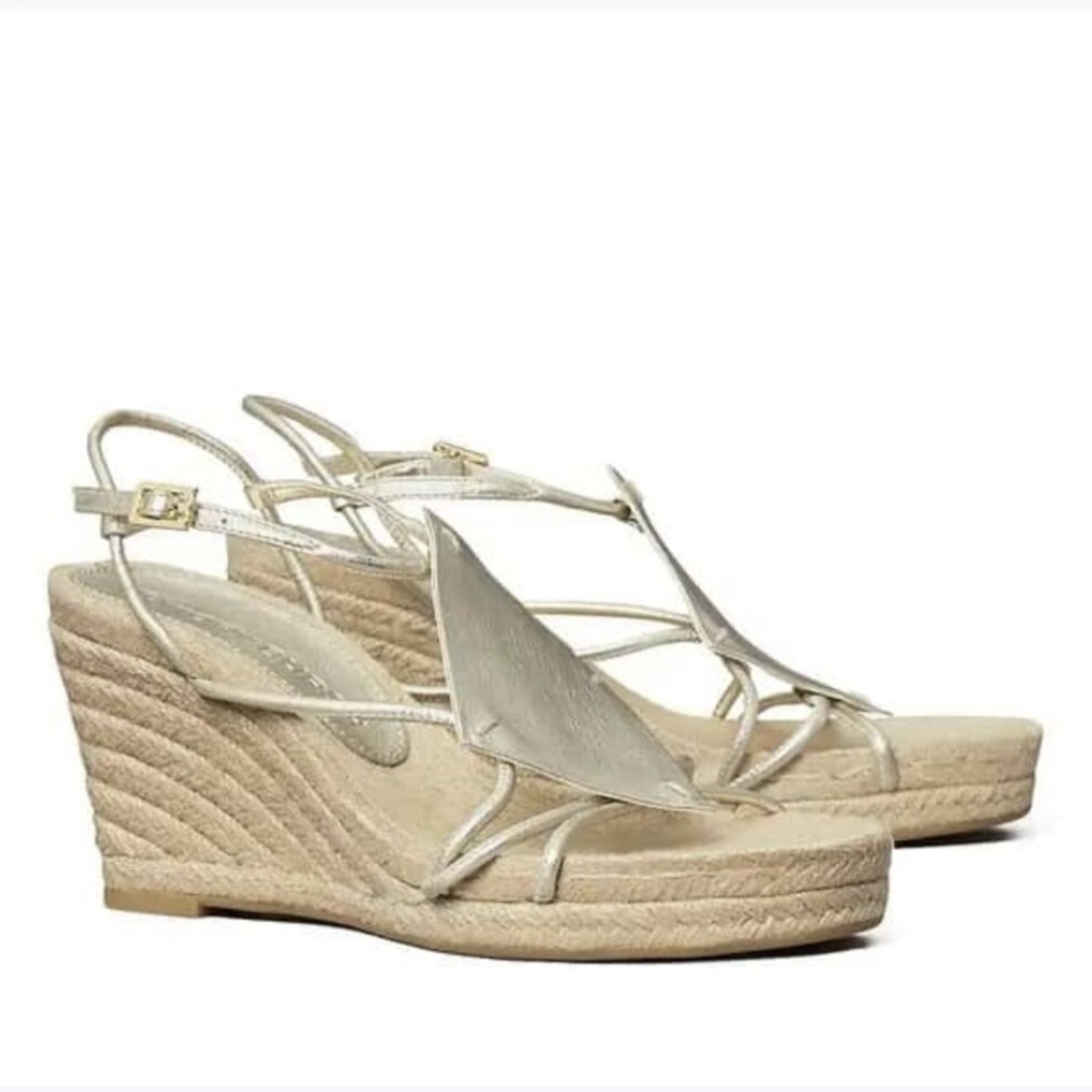 Tory Burch Diamond Patch Espadrilles, Gold Spark, US Size 11